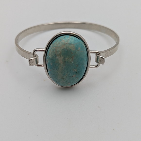 Silver Plated Turquoise Bracelet - Picture 6 of 6